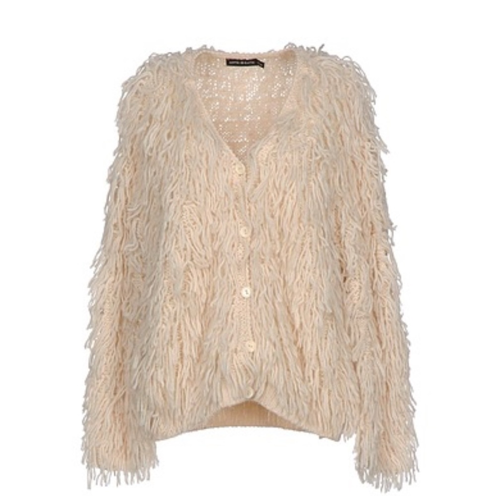 Antik Batik Cream Textured Shag Cardigan